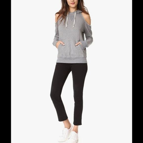 🌹 SPLENDID 🌹 Cold Shoulder Hoodie Sweatshirt - [Large, Grey] - Picture 1 of 14